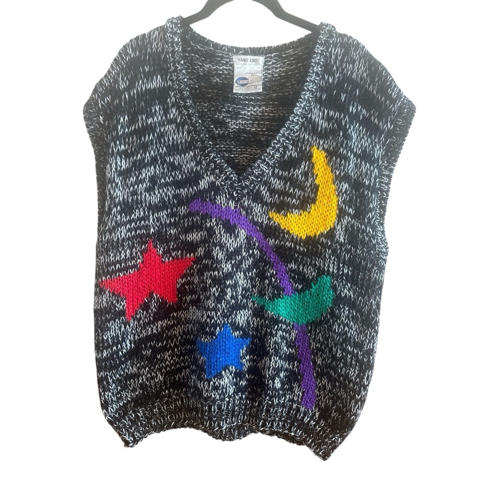 Vintage Hand Knit Korean Made Woman's Size 42 (large) Vest Geometric Shape Vest